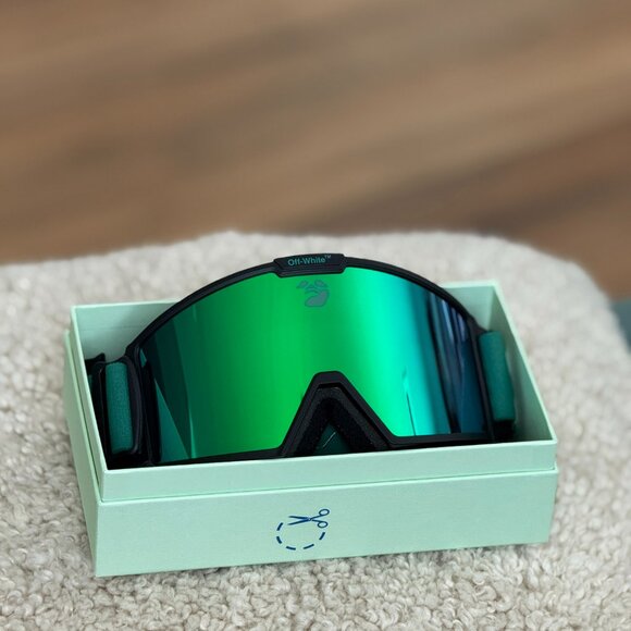 Off-White Ski Goggles Men Black Green Miror OERI055 5555 NEW AUTHENTIC - Picture 3 of 13